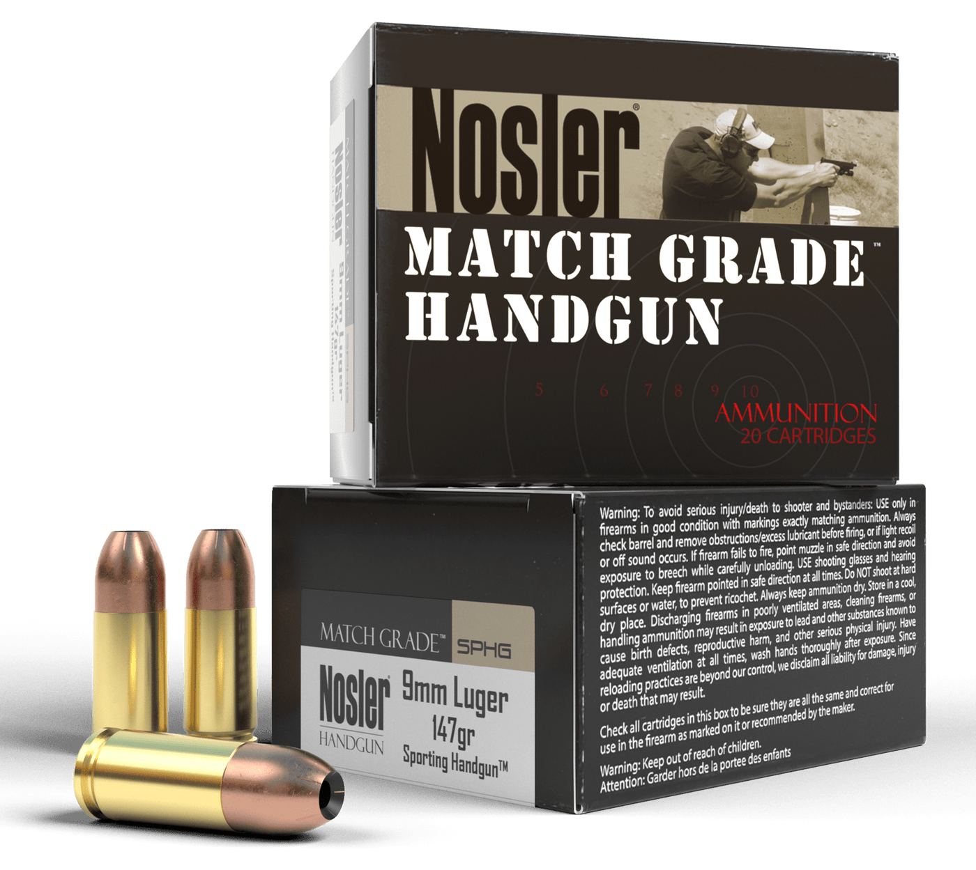 Nosler Nosler Asp Suppressor Ready Handgun Ammo 9mm 147 Gr. Hg Jhp 20 Rd. Ammo