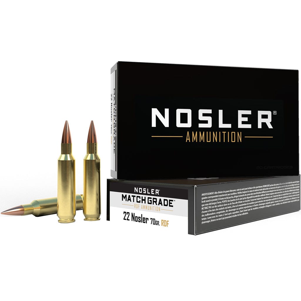 Nosler Nosler Match Grade Rifle Ammunition 22 Nosler 70 Gr. Rdf Hpbt 20 Rd. Ammo