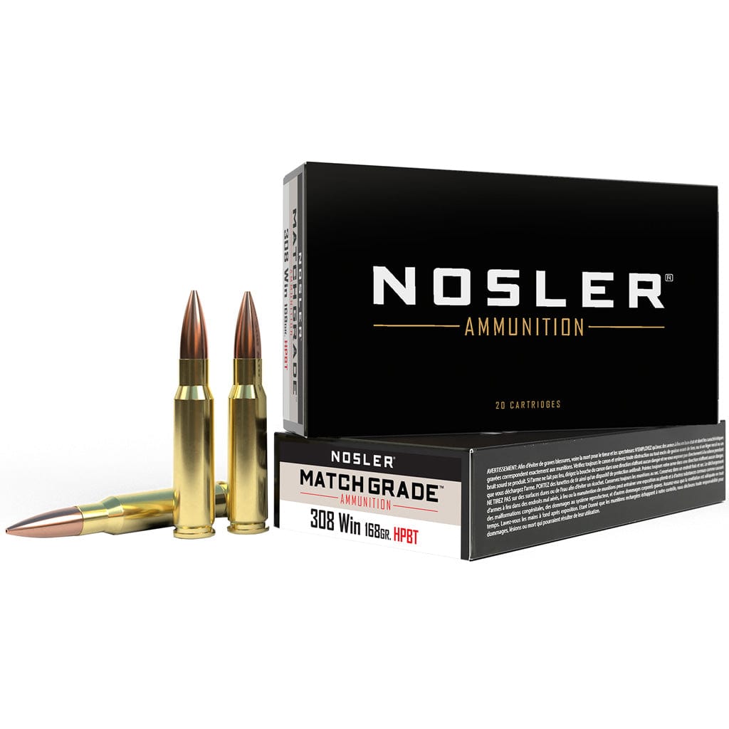 NOSLER Nosler Match Grade Rifle Ammunition 308 Win. 168 Gr. Cc Hpbt 20 Rd. Ammunition
