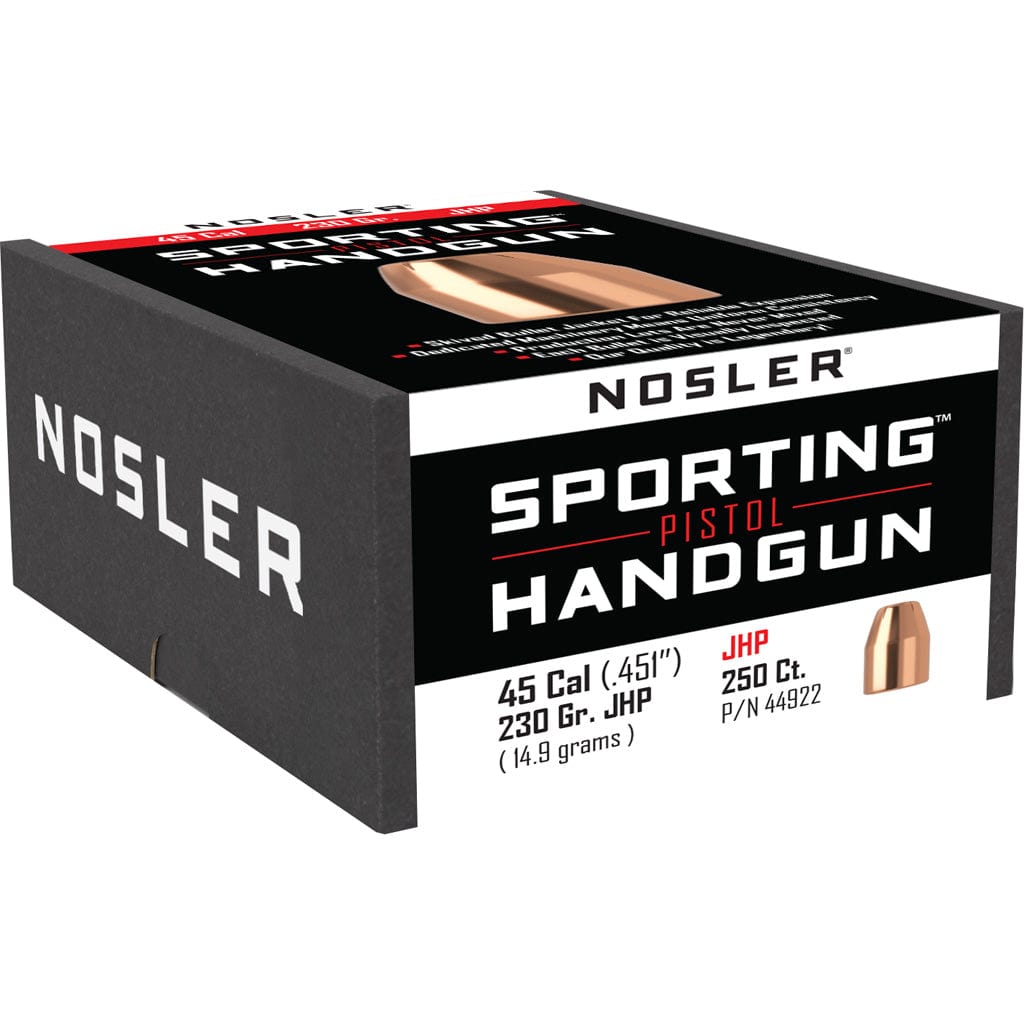 Nosler Nosler Sporting Handgun Pistol Bullet .45 Cal. 230 Gr. Jacketed Hollow Point 250 Pk. Reloading