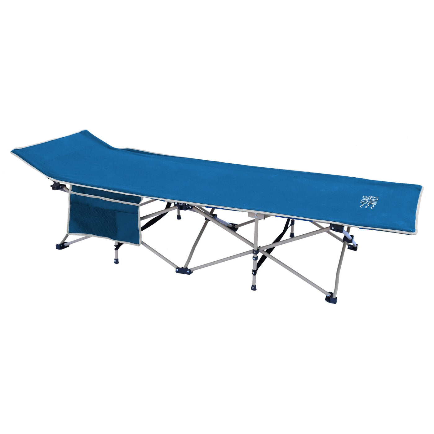 Osage River Osage River 300LBS Folding Camp Cot with Pocket - Blue Camping And Outdoor