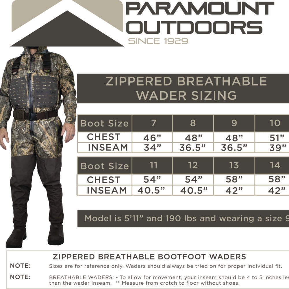 Paramount Outdoors Paramount Outdoors Pinnacle Zippered Breathable Camo Wader 1200g