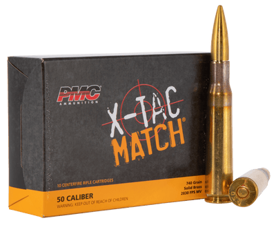 PMC Pmc X-tac Match Rifle Ammo 50 Cal Solid Brass 740 Gr. 10 Rd. Ammo