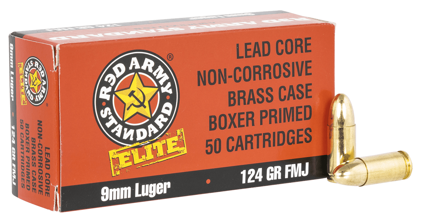 Red Army Standard Red Army Standard Elite Pistol Ammo 9mm 124 Gr. Fmj 50 Rd. Ammo