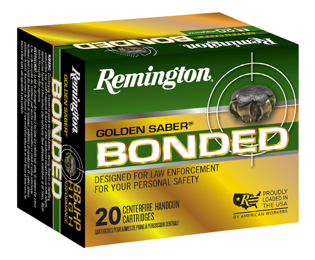 Remington Ammunition Remington Golden Saber Bonded Handgun Ammo 9mm Luger +p 124 Gr. Bjhp Bonded 20 Rd. Ammo