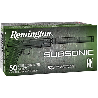 Remington Ammunition Remington Subsonic Handgun Ammo 9mm 147 Gr. Fneb 50 Rd. Ammo
