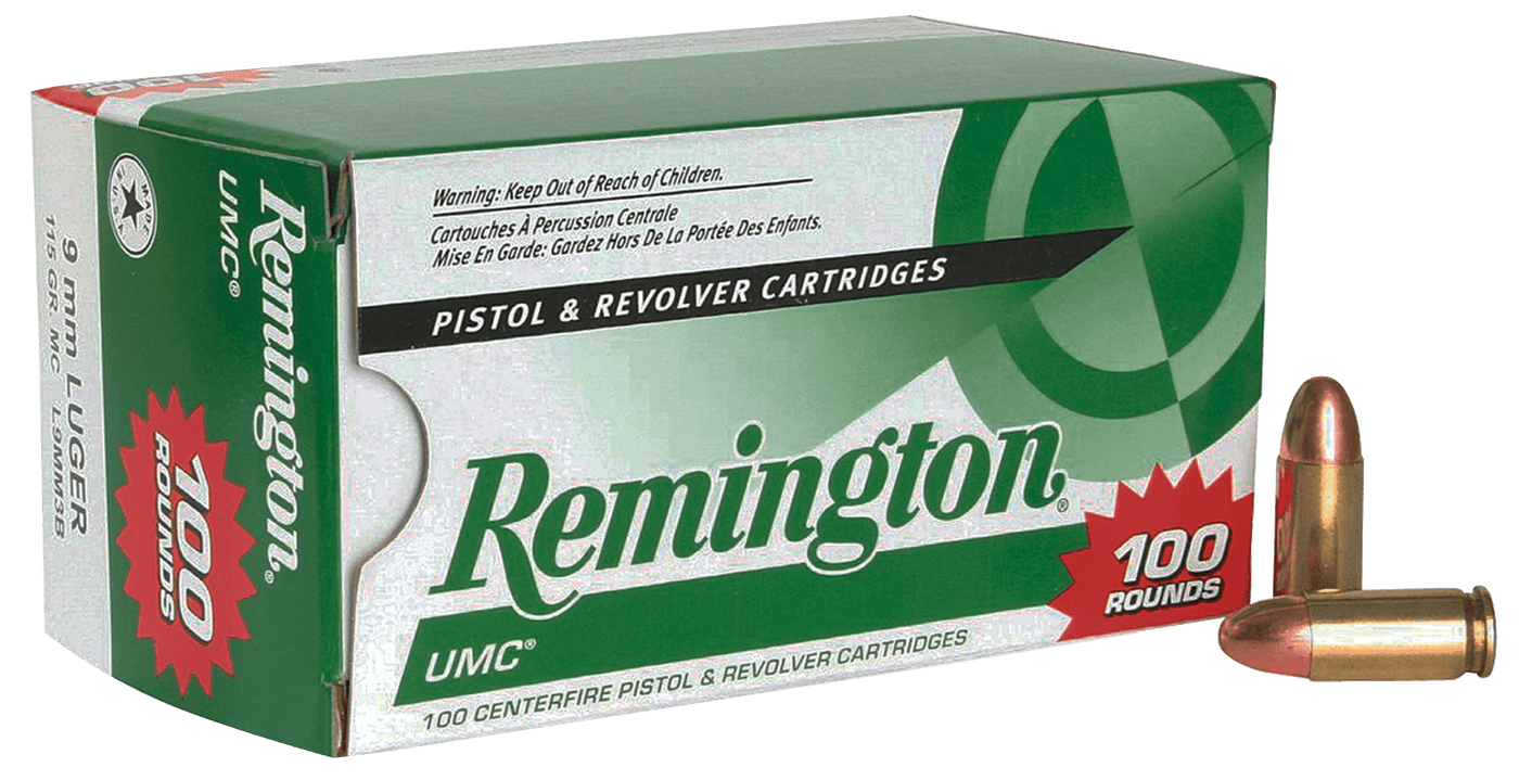 Remington Ammunition Remington Umc Handgun Ammo 9mm 115 Gr. Fmj 100 Rd. Ammo