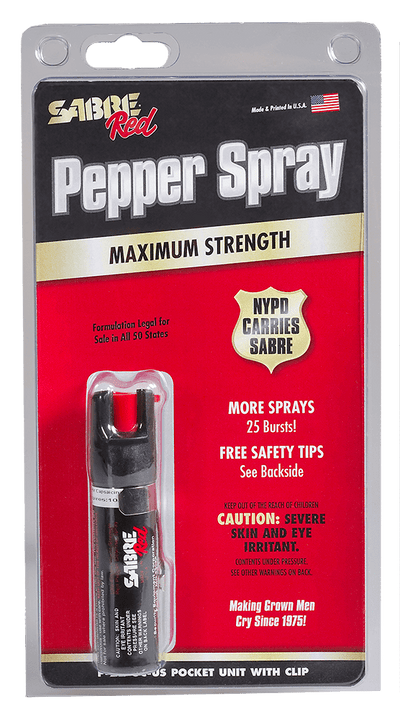 Sabre Sabre Red Compact Pepper Spray Black With Clip Accessories