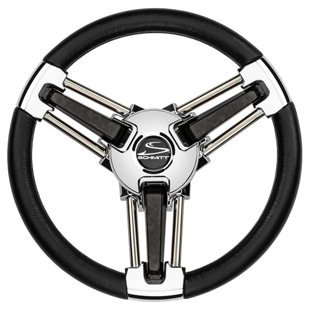 Schmitt Marine Schmitt Marine Burano Wheel 14" 3/4" Tapered Shaft Black Polyurethane w/Stainless Spoke Includes Center Cap/Nut Marine Hardware