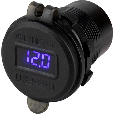 Sea-Dog Sea-Dog Round USB & USB-C Power Socket w/Hidden Voltmeter Electrical
