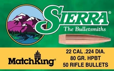 Sierra Sierra Bullets .22 Cal .224 - 80gr Hpbt 50ct Reloading