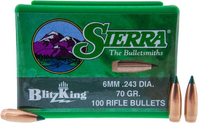 Sierra Sierra Bullets 6mm .243 - 70gr Blitzking 100ct Reloading