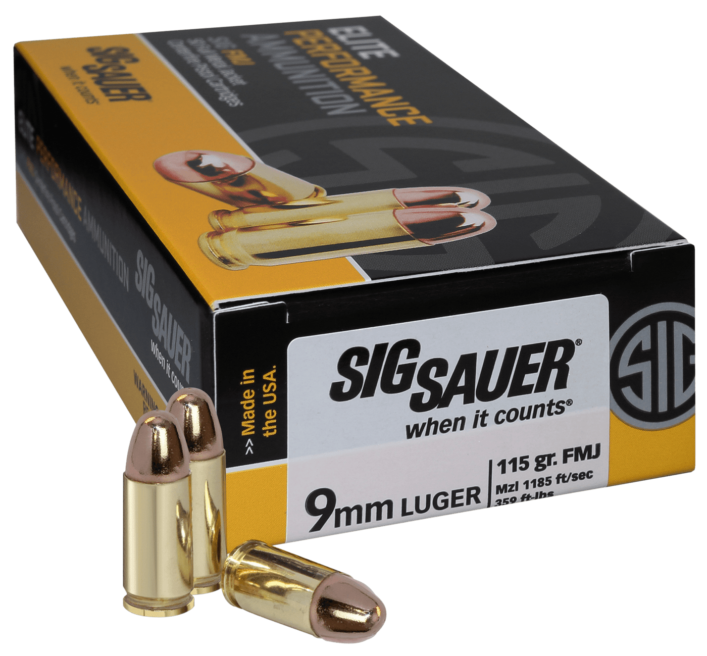 Sig Sauer Sig 9mm Luger 115gr Fmj - 50rd 10bx/cs Ammo