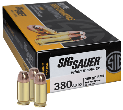 Sig Sauer Sig Sauer Elite Ball Performance Pistol Ammo 380 Acp 100 Gr. Fmj 50 Rd. Ammo