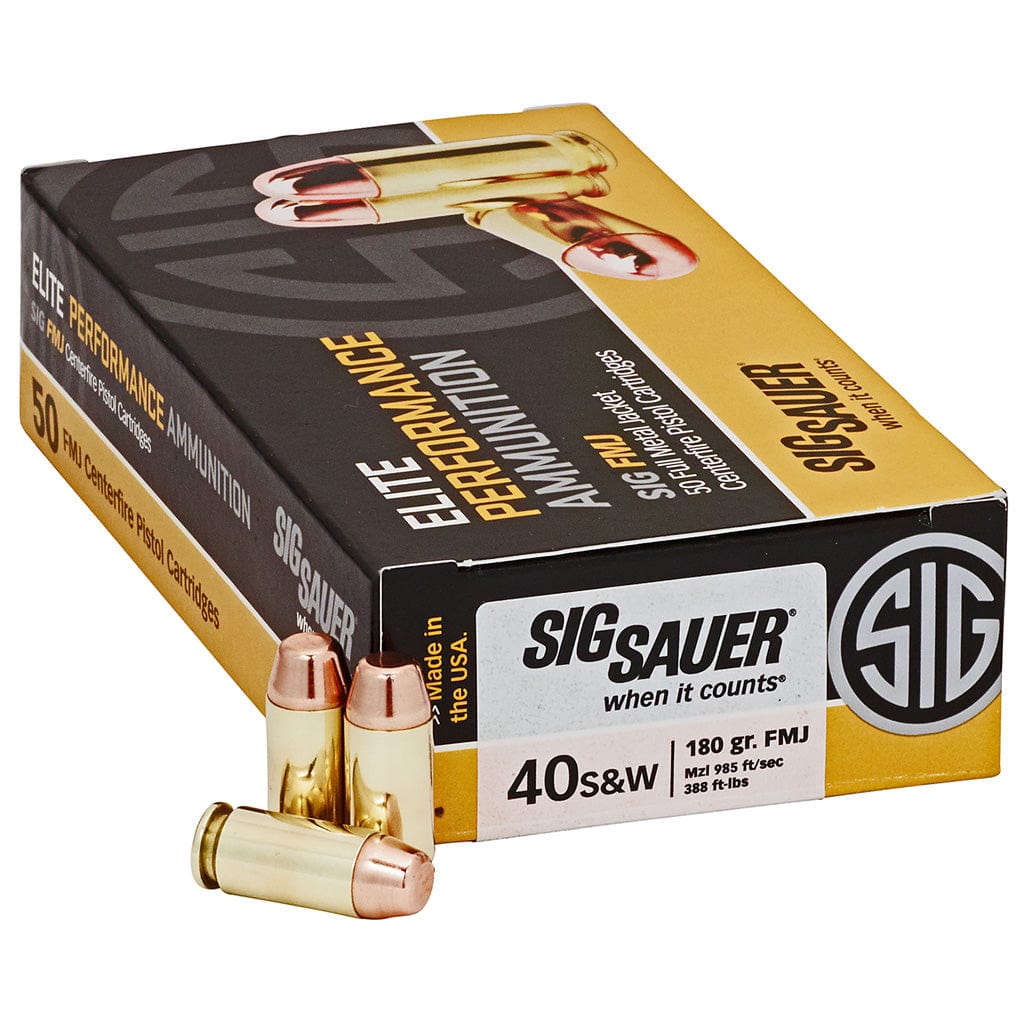 Sig Sauer Sig Sauer Elite Ball Performance Pistol Ammo 40s&w 180 Gr. Fmj 50 Rd. Ammo