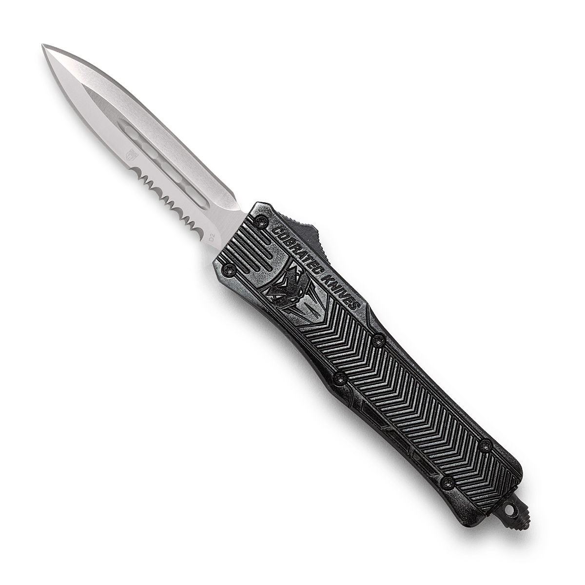 CobraTec CTK-1 Small OTF Dagger Knife – 2.75" Partially Serrated D2 Steel Blade