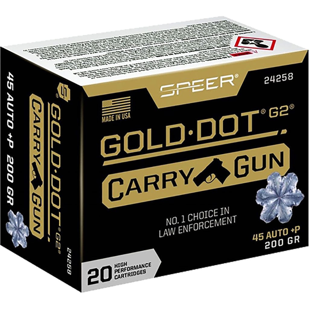 Speer Ammo Speer Gold Dot Carry Gun Handgun Ammo 45 Acp +p 200 Gr. Hp 20 Rd. Ammo