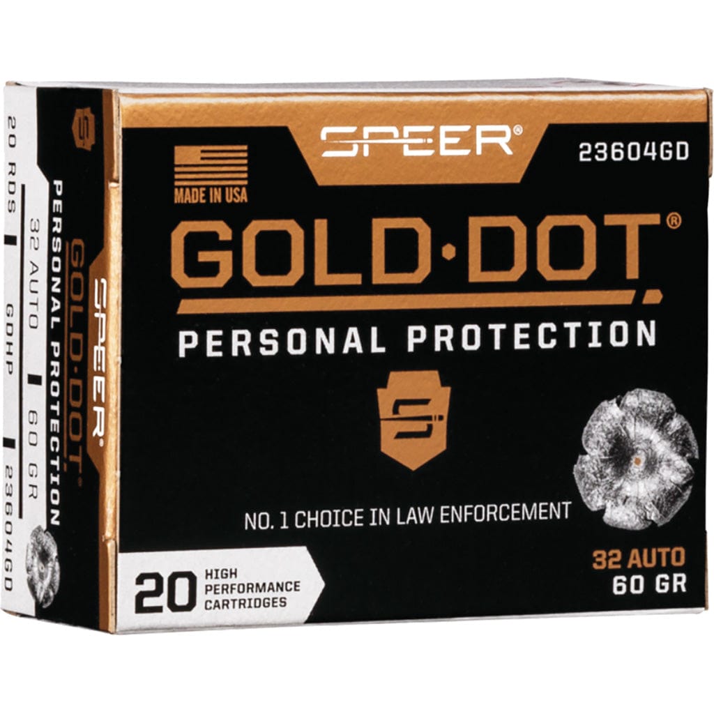 Speer Ammo Speer Gold Dot Handgun Ammo 32 Acp 60 Gr. Hp 20 Rd. Ammo