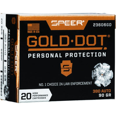 Speer Ammo Speer Gold Dot Handgun Ammo 380 Acp 90 Gr. Hp 20 Rd. Ammo