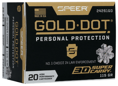 Speer Ammo Speer Gold Dot Personal Protection Pistol Ammo 30 Super Carry 115 Gr. Gold Dot Hp 20 Rd. Ammo