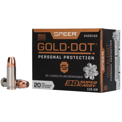 Speer Ammo Speer Gold Dot Personal Protection Pistol Ammo 30 Super Carry 115 Gr. Gold Dot Hp 20 Rd. Ammo