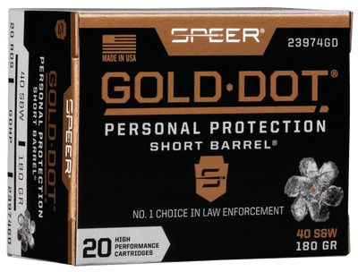 Speer Ammo Speer Gold Dot Personal Protection Pistol Ammo 40 S&w 180 Gr. Hp Short Barrel 20 Rd. Ammo