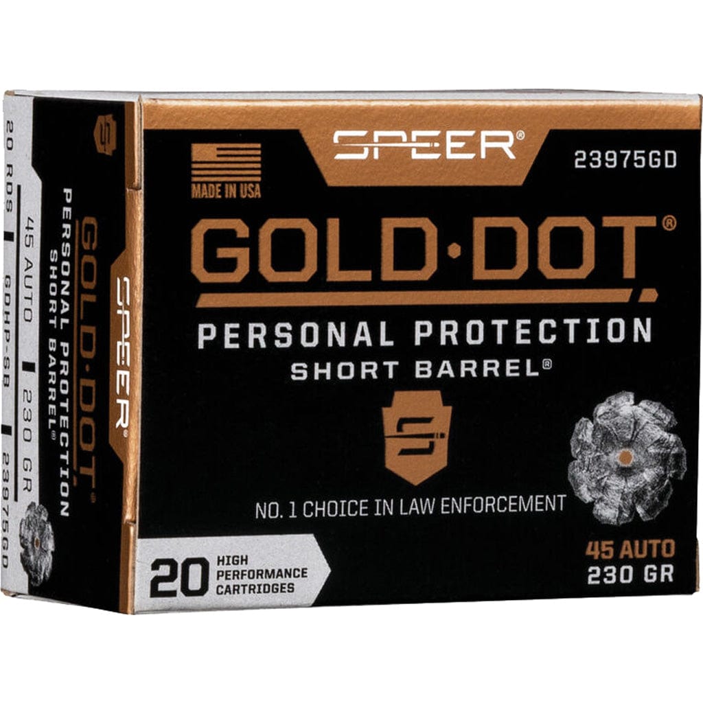 Speer Ammo Speer Gold Dot Personal Protection Pistol Ammo 45 Acp 230 Gr. Hp Short Barrel 20 Rd. Ammo