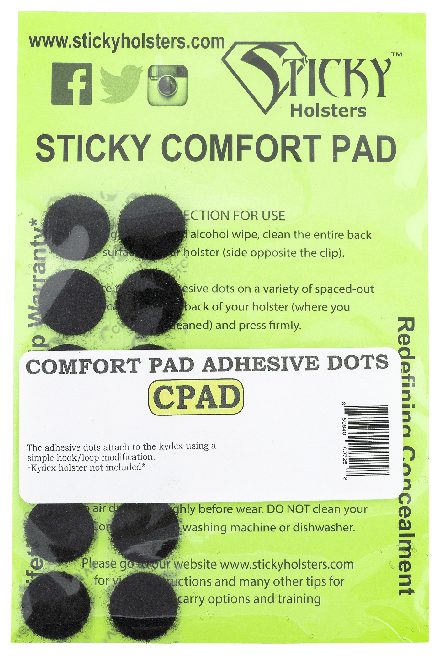 Sticky Holsters Sticky Holsters Comfort Pad, Sticky Comfort Pad Adhesive Loop Dots Firearm Accessories