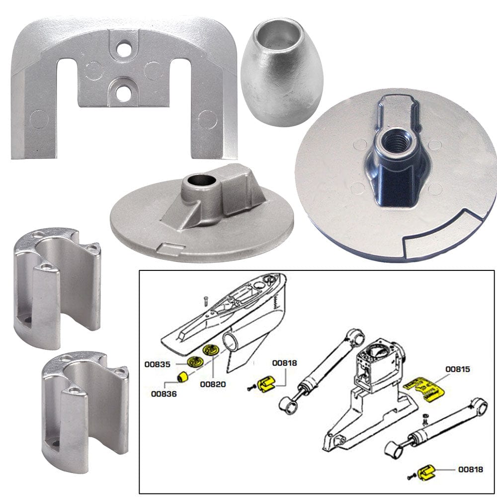 Tecnoseal Tecnoseal Anode Kit w/Hardware - Mercury Bravo 3 2004-Present - Zinc Boat Outfitting