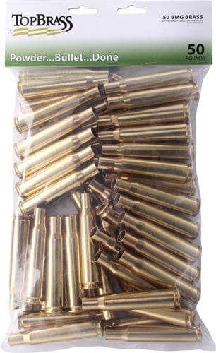 TOP BRASS LLC Top Brass Once Fired Unprimed - Brass 50 Bmg 50ct Pouch Reloading