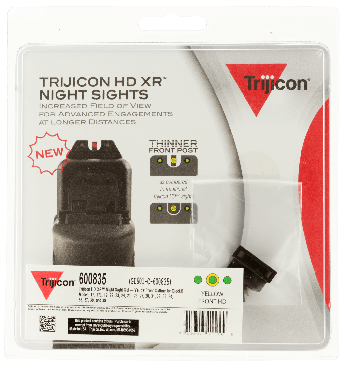 Trijicon Trijicon Night Sight Set Hd Xr - Yellow Outline For Glock 17 Firearm Accessories