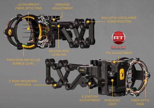 Trophy Ridge Trophy Ridge React H4 Sight 4 Pin .019 Rh Archery Accessories
