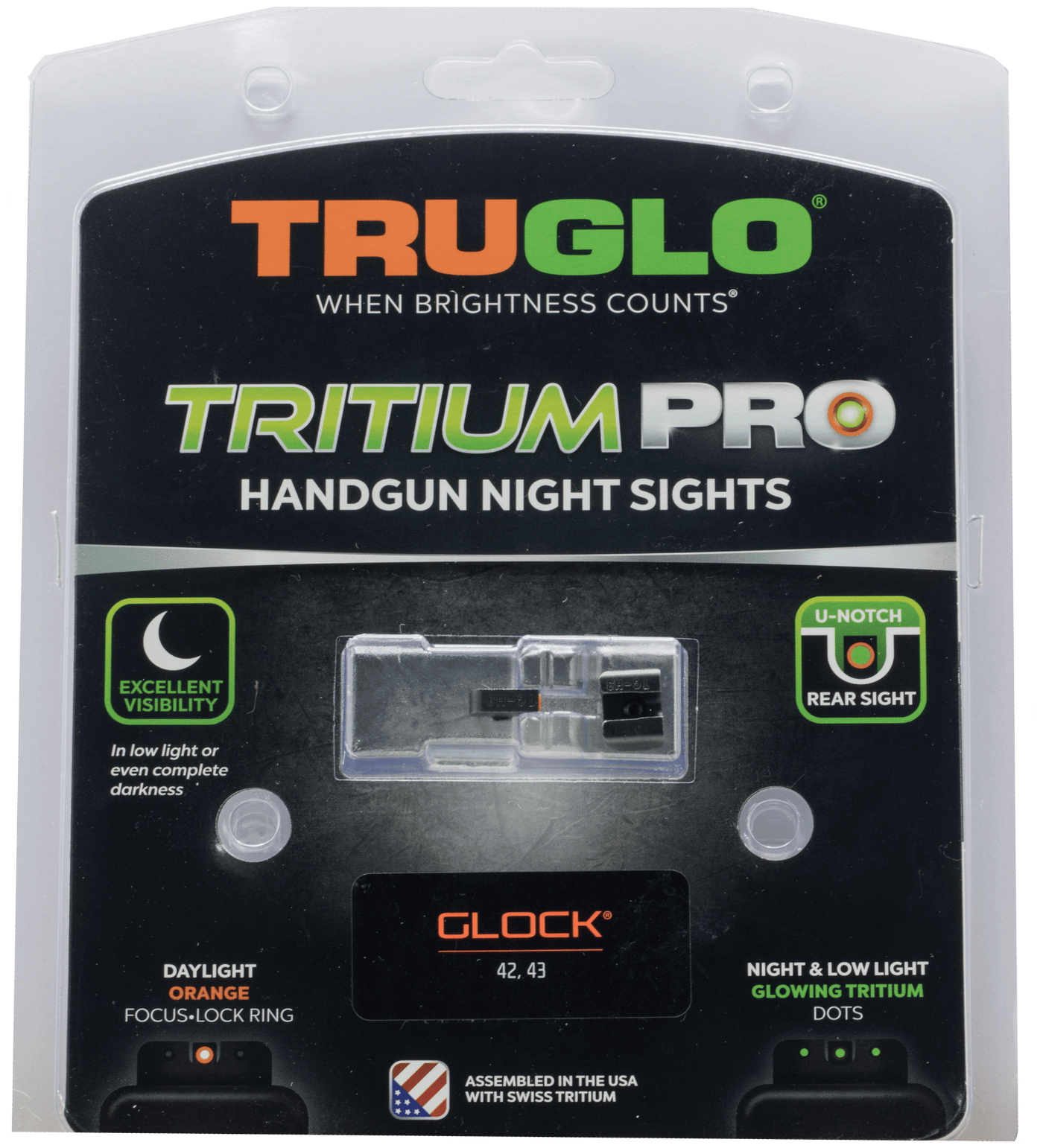 Truglo Truglo Tritium Pro Handgun Sights Glock 42/43 Set Firearm Accessories