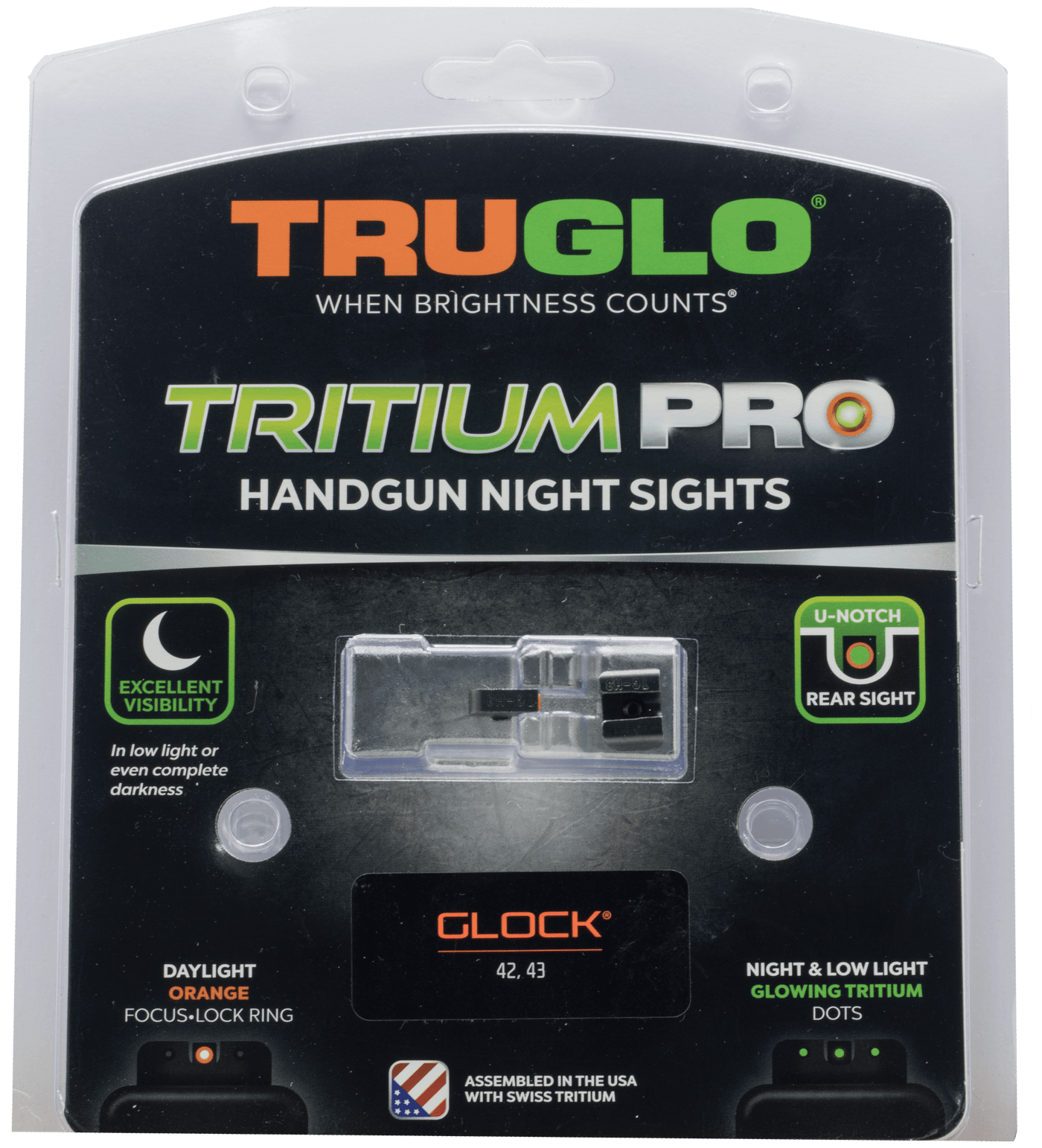 Truglo Truglo Tritium Pro Handgun Sights Glock 42/43 Set Firearm Accessories