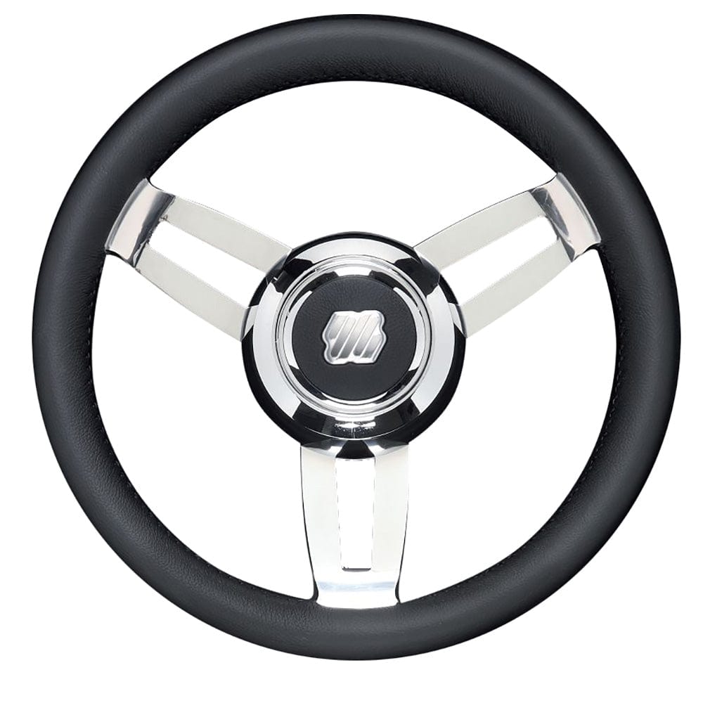 Uflex USA Uflex Morosini 13.8" Steering Wheel - Black Polyurethane w/Stainless Steel Spokes & Chrome Hub Boat Outfitting