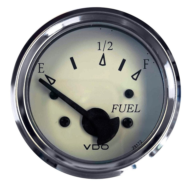 VDO VDO Cockpit Marine 52MM (2-1/16") Fuel Level Gauge - White Dial/Chrome Bezel Marine Navigation & Instruments
