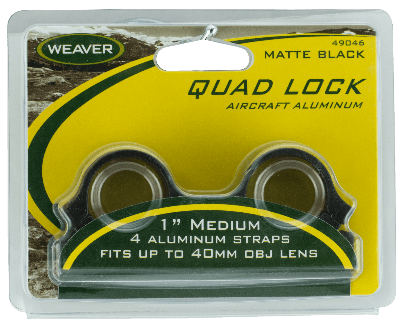 Weaver Mounts Weaver Quad Lock Top Mount Scope Rings Matte 1in. Medium Weaver Optics Accessories