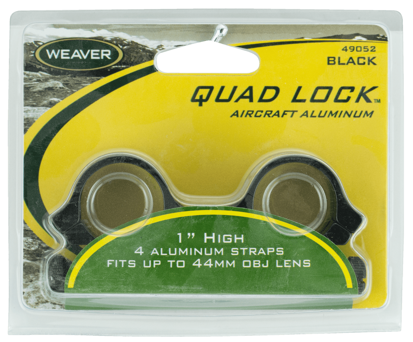Weaver Mounts Weaver Rings Detachable Quad- - Lock 1" High Black .332" Optics Accessories