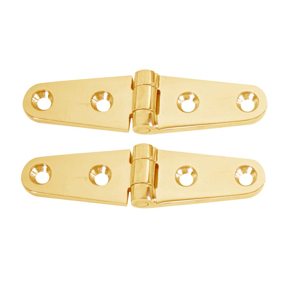 Whitecap Whitecap Strap Hinge - Polished Brass - 4" x 1" - Pair Marine Hardware