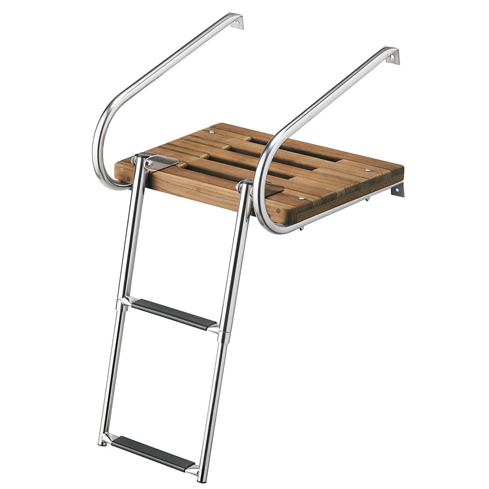 Whitecap Whitecap Teak Swim Platform w/2-Step Telescoping Ladder f/Boats w/Inboard/Outboard Motors Marine Hardware