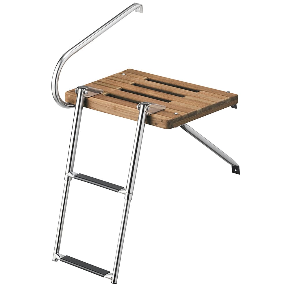 Whitecap Whitecap Teak Swim Platform w/2-Step Telescoping Ladder f/Boats w/Outboard Motors Marine Hardware