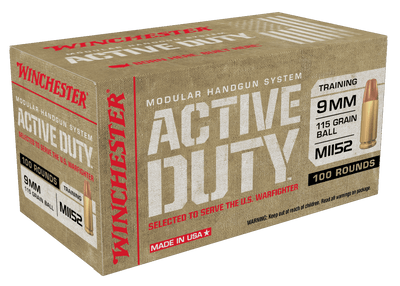 Winchester Ammo Winchester Active Duty Pistol Ammo 9mm 115 Gr. Fmj-fn Mhs 100 Rd. Ammo
