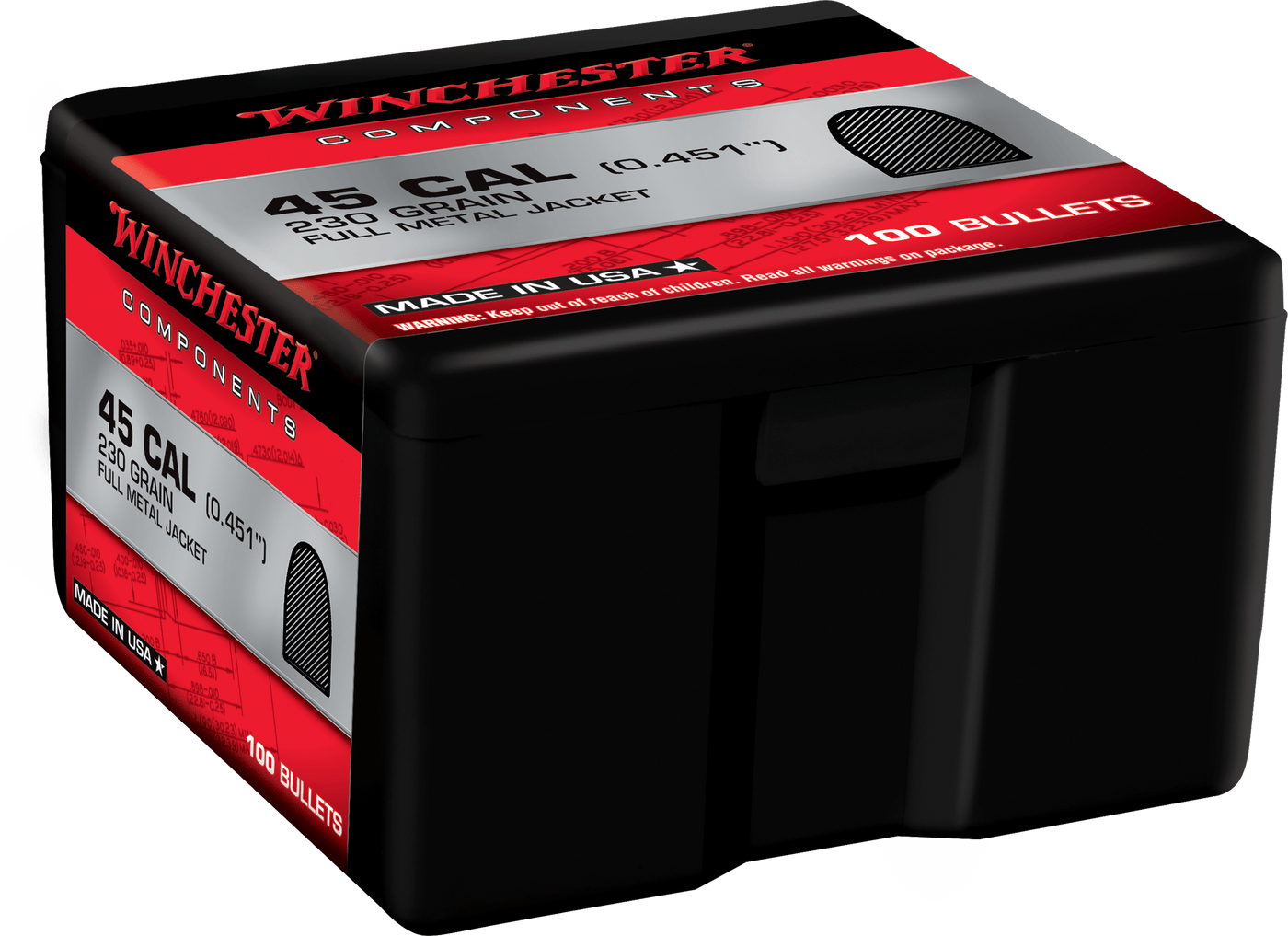 Winchester Ammo Winchester Ammo Centerfire Handgun, Win Wb45mc230x Bul 45    230 Fmj  Retail 100/10 Reloading