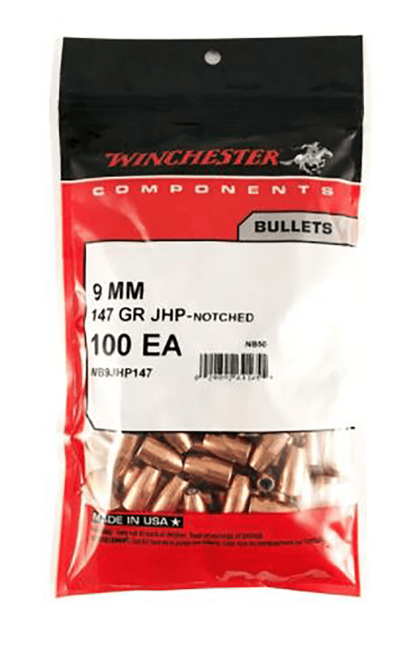 Winchester Ammo Winchester Ammo Centerfire Handgun, Win Wb9jhp147d Bul 9mm   147 Jhp         500/4 Reloading
