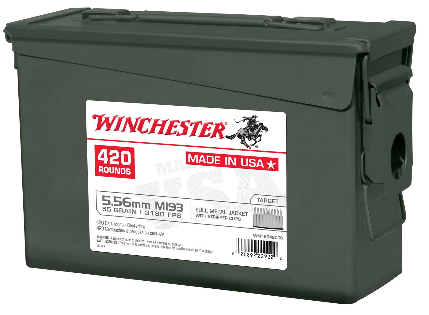 Winchester Ammo Winchester Ammo Usa, Win Wm193420cs 5.56       55 Fmj   2cans     840ct Ammo