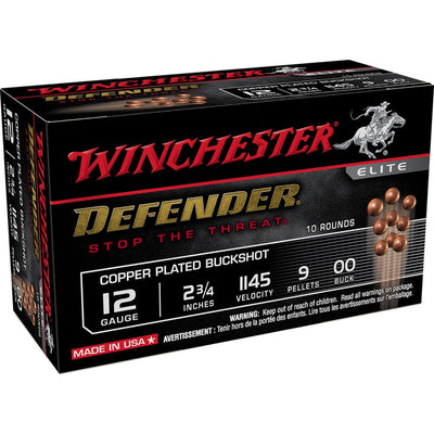 Winchester Ammo Winchester Defender Load 12 Ga. 2.75 In. 9 Pellet 00 Buck 10 Rd. Ammo