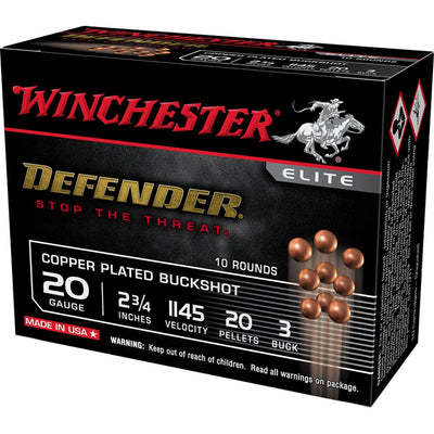 Winchester Ammo Winchester Defender Load 20 Ga. 2.75 In. 20 Pellet 3 Buck 10 Rd. Ammo