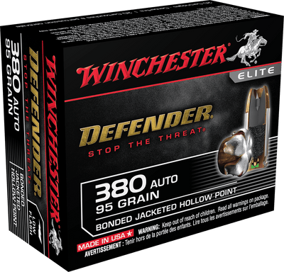Winchester Ammo Winchester Defender Pistol Ammo 380 Acp 95 Gr. Bonded Jacket Hp 20 Rd. Ammo