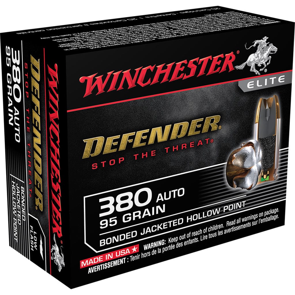 Winchester Ammo Winchester Defender Pistol Ammo 380 Acp 95 Gr. Bonded Jacket Hp 20 Rd. Ammo