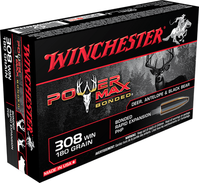 Winchester Ammo Winchester Power Max Bonded Rifle Ammo 308 Win. 180 Gr. Power Max Bonded 20 Rd. Ammo
